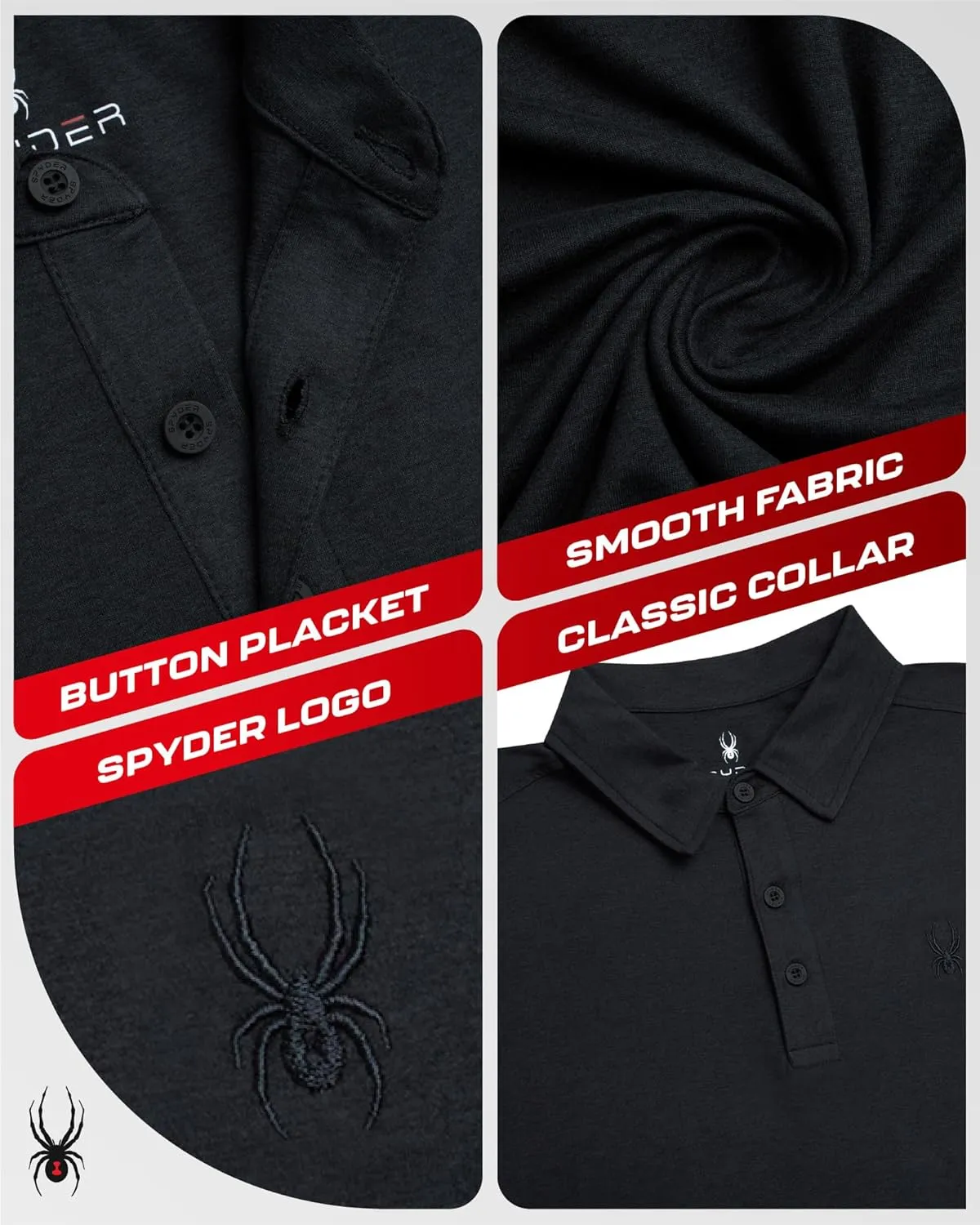 Spyder Mens Golf Polo Shirt - Super Soft Moisture Wicking Athletic Fit Performance Collared Golf Shirts for Men (Sizes: S-XL)