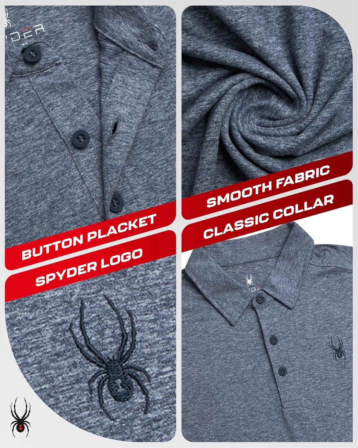 Spyder Mens Golf Polo Shirt - Super Soft Moisture Wicking Athletic Fit Performance Collared Golf Shirts for Men (Sizes: S-XL)