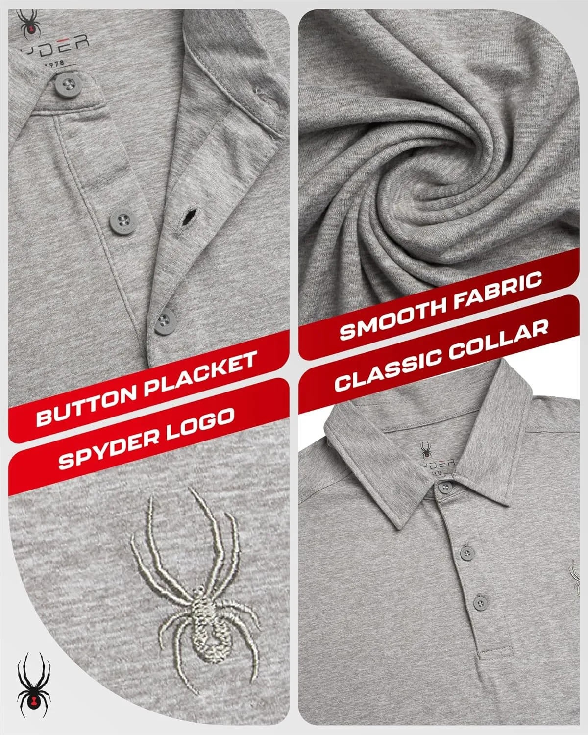 Spyder Mens Golf Polo Shirt - Super Soft Moisture Wicking Athletic Fit Performance Collared Golf Shirts for Men (Sizes: S-XL)