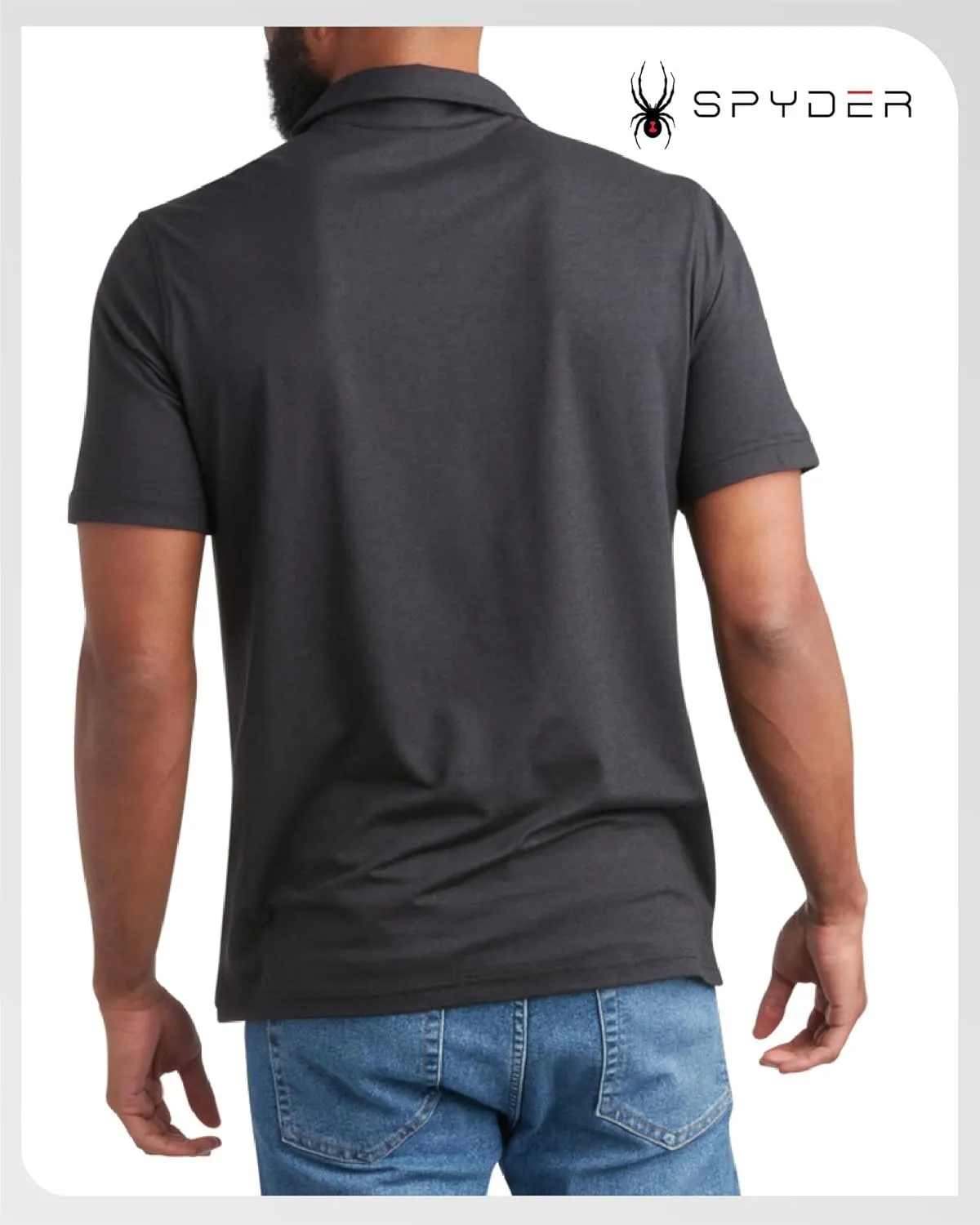 Spyder Mens Golf Polo Shirt - Super Soft Moisture Wicking Athletic Fit Performance Collared Golf Shirts for Men (Sizes: S-XL)