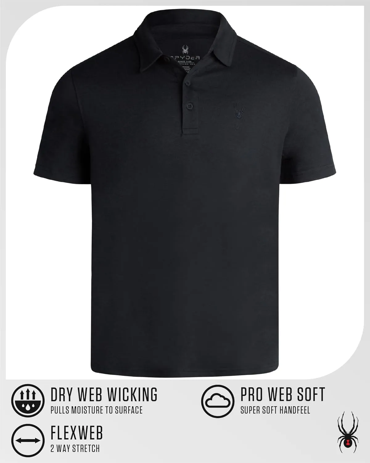 Spyder Mens Golf Polo Shirt - Super Soft Moisture Wicking Athletic Fit Performance Collared Golf Shirts for Men (Sizes: S-XL)