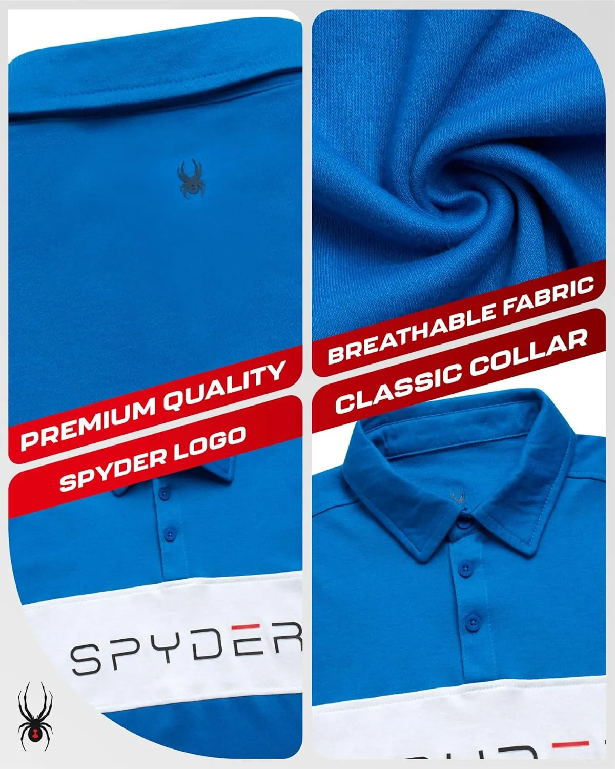 Spyder Mens Polo Shirt - Cotton Polo Shirts for Men - Casual Golf Shirt - Mens Polo Shirts Short Sleeve - Collared Shirt Men