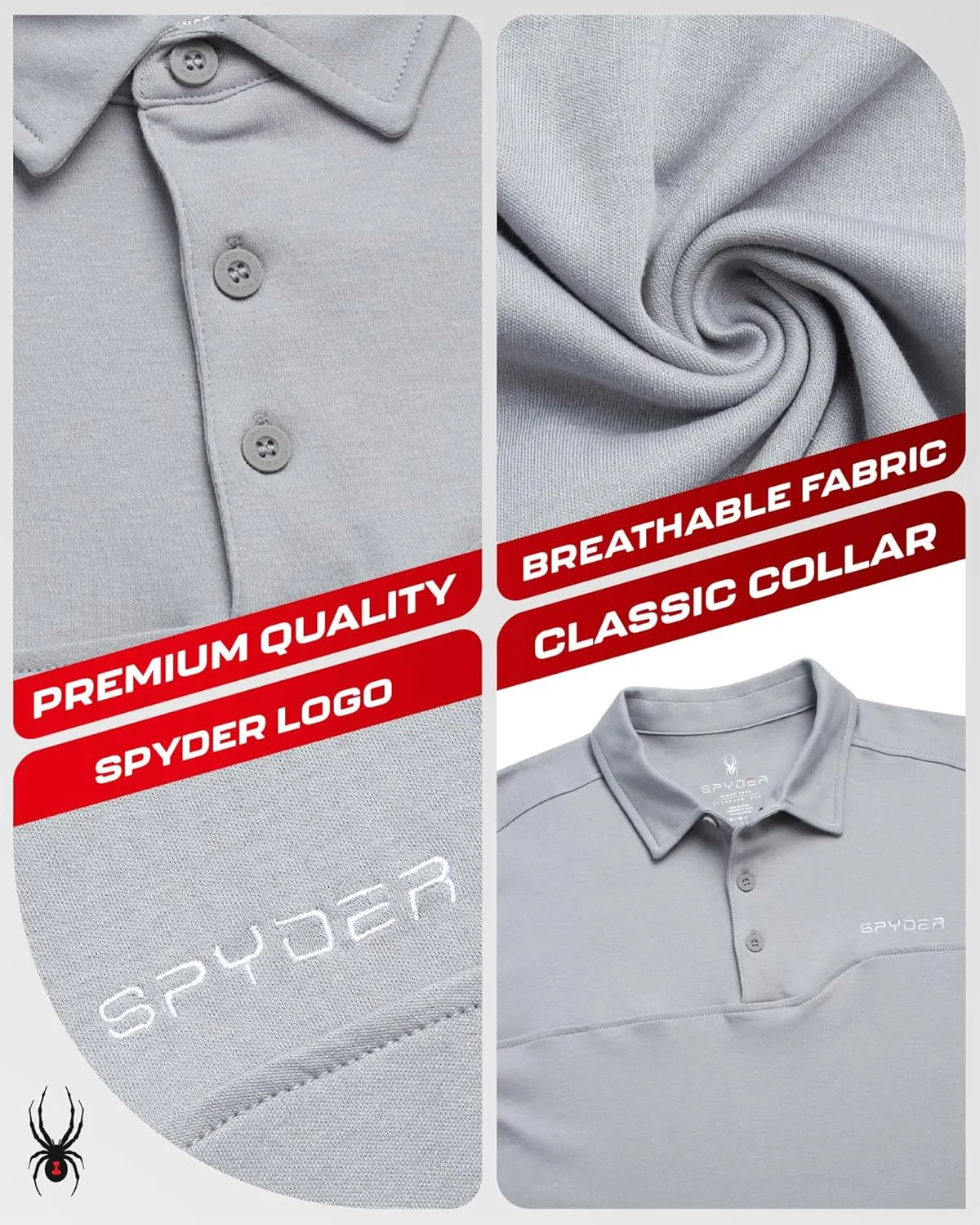 Spyder Mens Polo Shirt - Cotton Polo Shirts for Men - Casual Golf Shirt - Mens Polo Shirts Short Sleeve - Collared Shirt Men