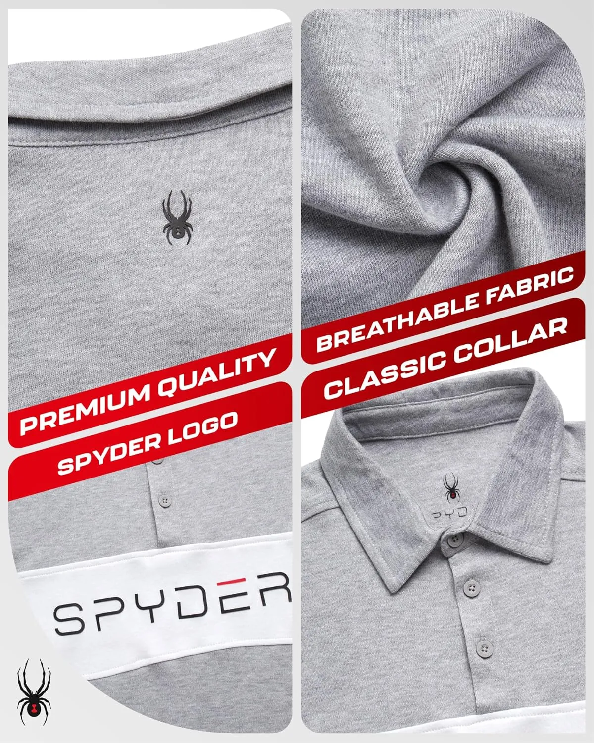 Spyder Mens Polo Shirt - Cotton Polo Shirts for Men - Casual Golf Shirt - Mens Polo Shirts Short Sleeve - Collared Shirt Men