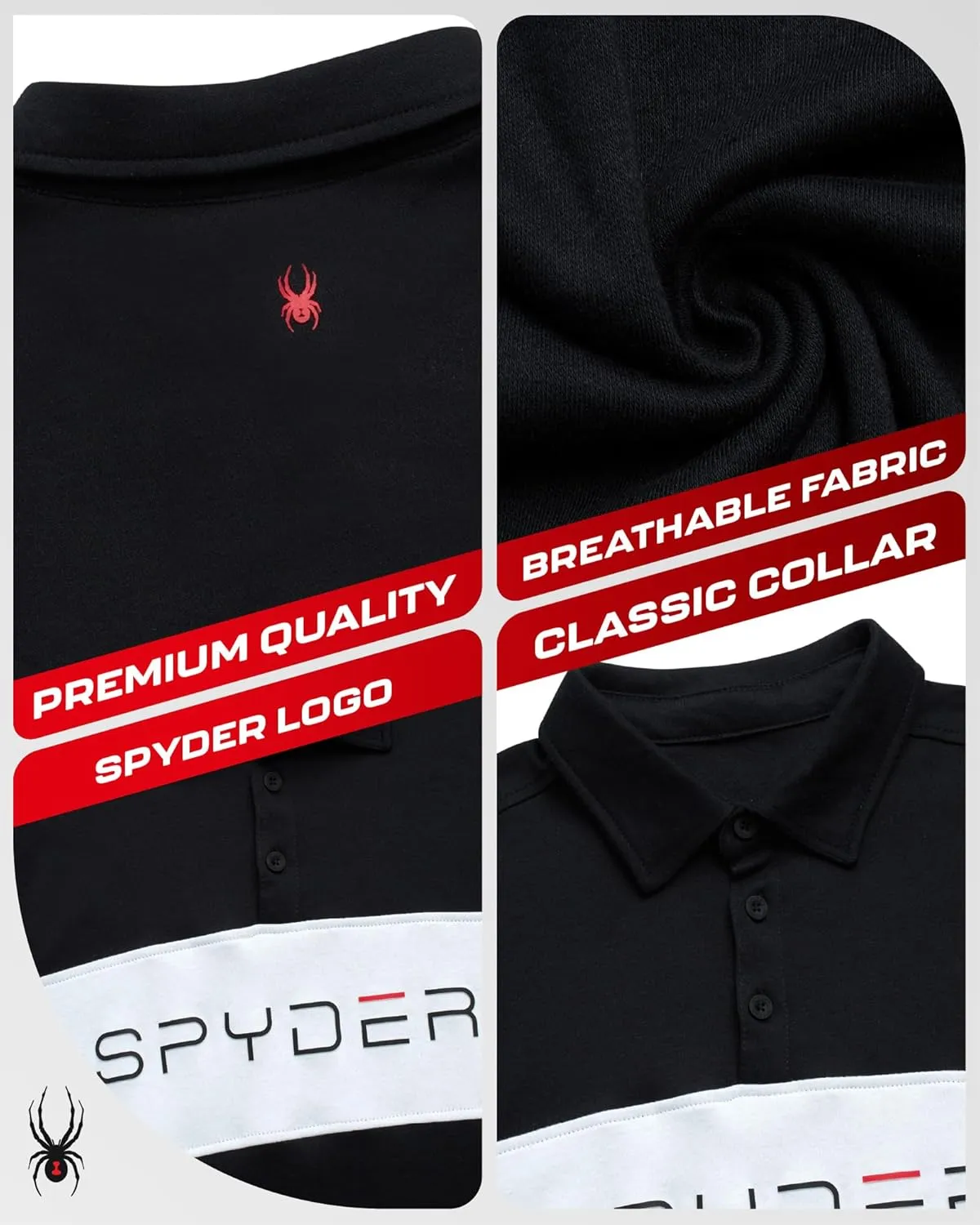 Spyder Mens Polo Shirt - Cotton Polo Shirts for Men - Casual Golf Shirt - Mens Polo Shirts Short Sleeve - Collared Shirt Men