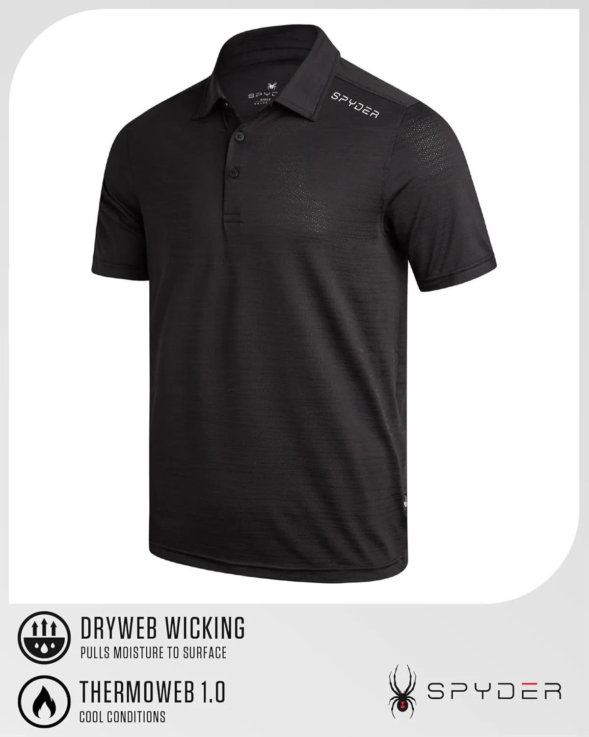 Spyder Mens Polo Shirt - Moisture-Wicking Short Sleeve Athletic Performance Collared Golf Shirt for Men (S-XL)