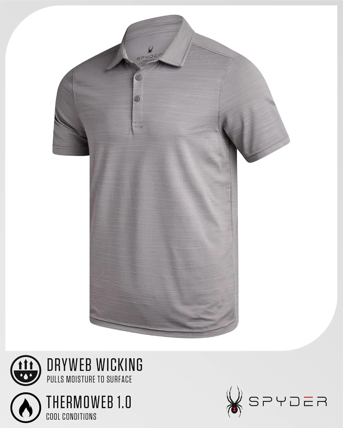 Spyder Mens Polo Shirt - Moisture-Wicking Short Sleeve Athletic Performance Collared Golf Shirt for Men (S-XL)