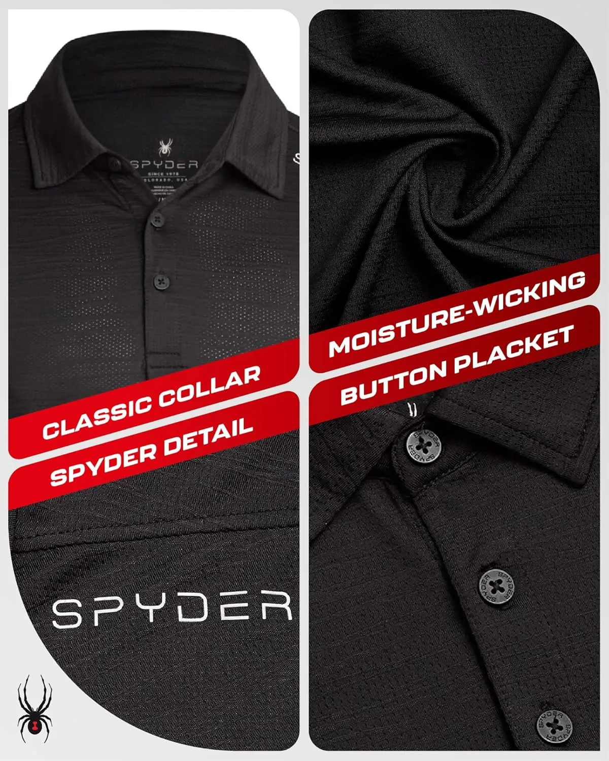 Spyder Mens Polo Shirt - Moisture-Wicking Short Sleeve Athletic Performance Collared Golf Shirt for Men (S-XL)
