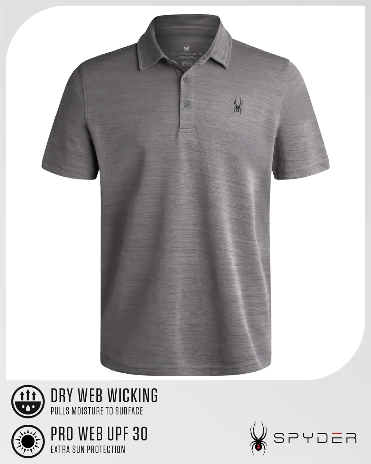 Spyder Mens Polo Shirt - Moisture-Wicking Short Sleeve Athletic Performance Collared Golf Shirt for Men (S-XL)
