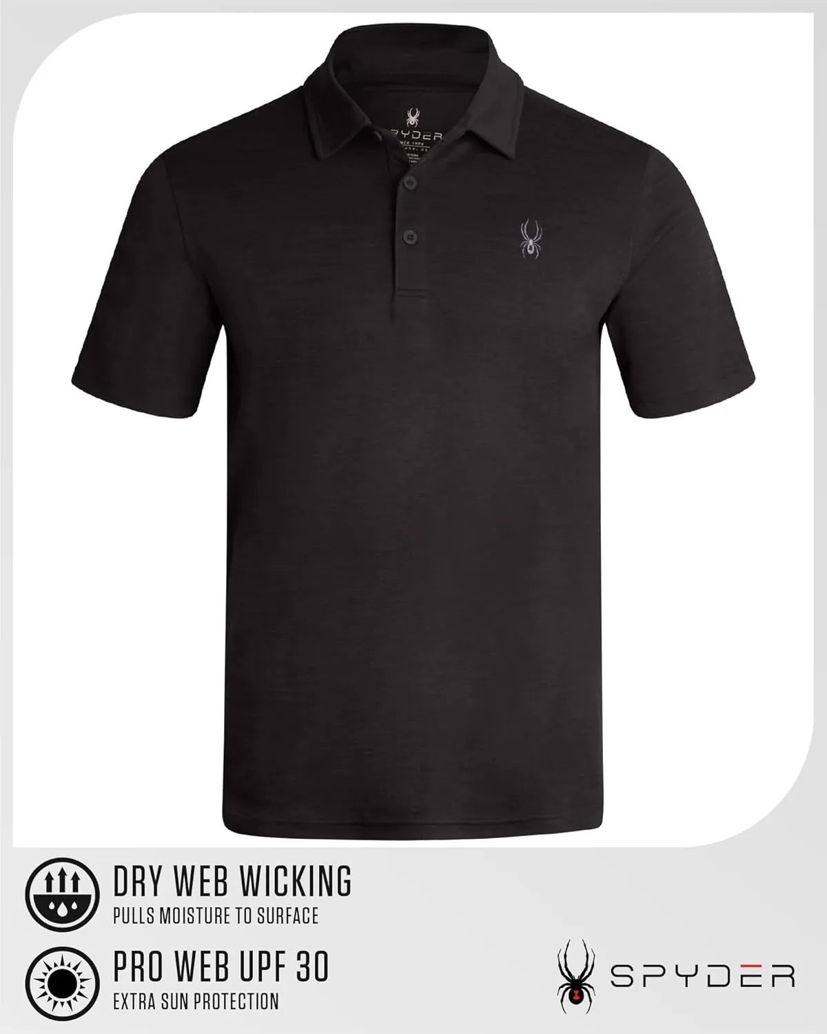 Spyder Mens Polo Shirt - Moisture-Wicking Short Sleeve Athletic Performance Collared Golf Shirt for Men (S-XL)