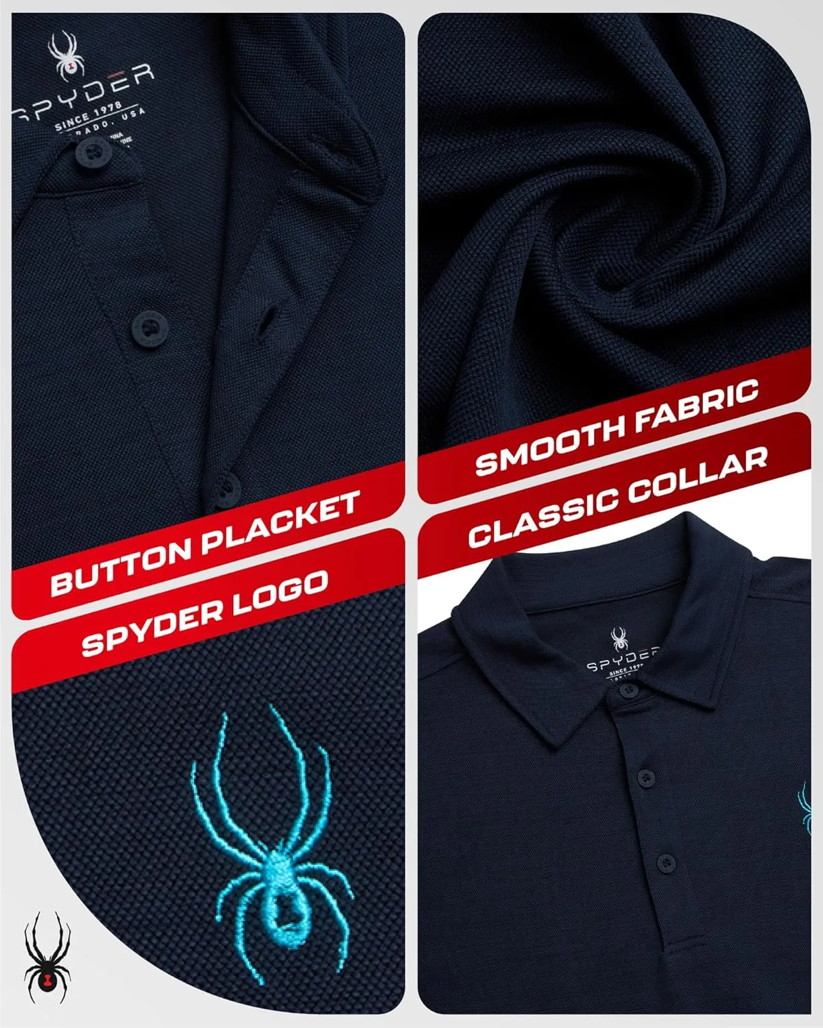 Spyder Mens Polo Shirt - Moisture-Wicking Short Sleeve Athletic Performance Collared Golf Shirt for Men (S-XL)