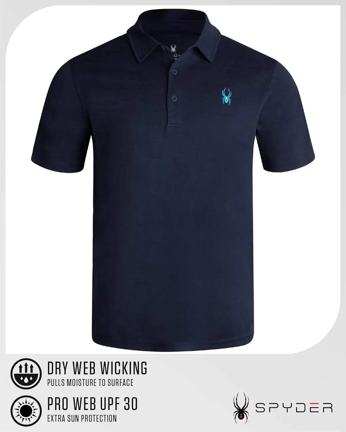 Spyder Mens Polo Shirt - Moisture-Wicking Short Sleeve Athletic Performance Collared Golf Shirt for Men (S-XL)