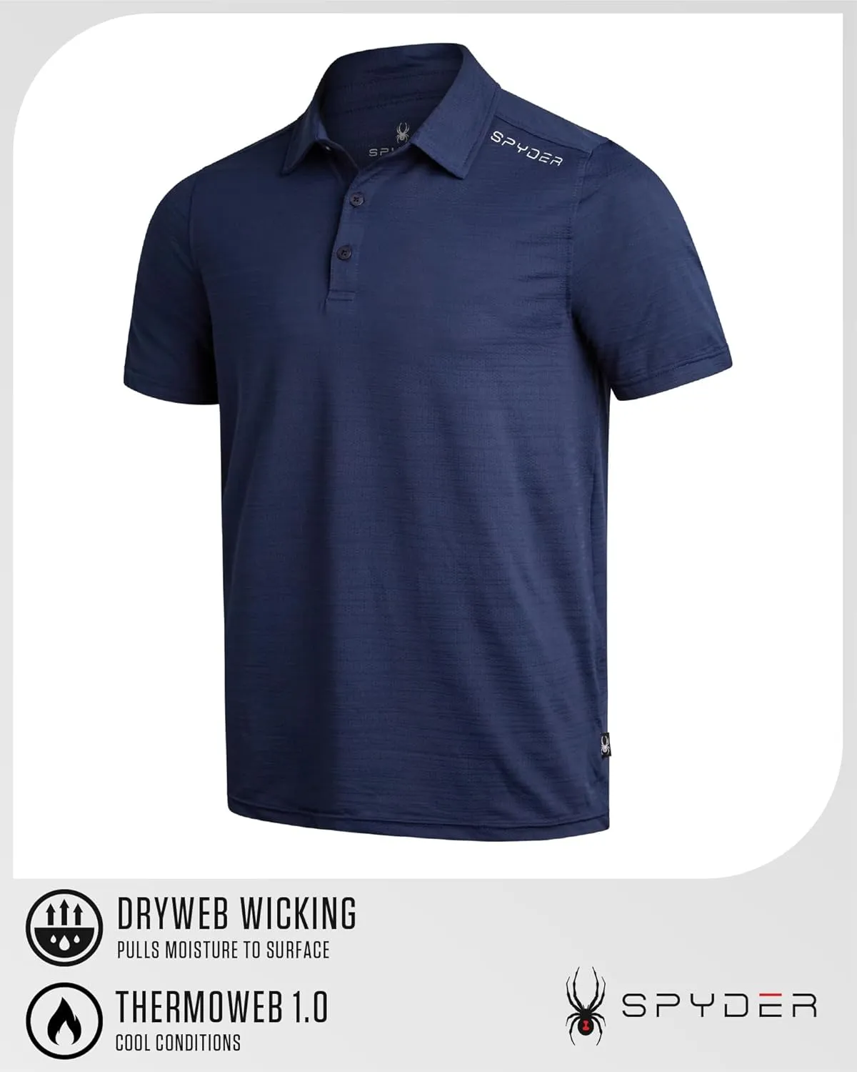 Spyder Mens Polo Shirt - Moisture-Wicking Short Sleeve Athletic Performance Collared Golf Shirt for Men (S-XL)