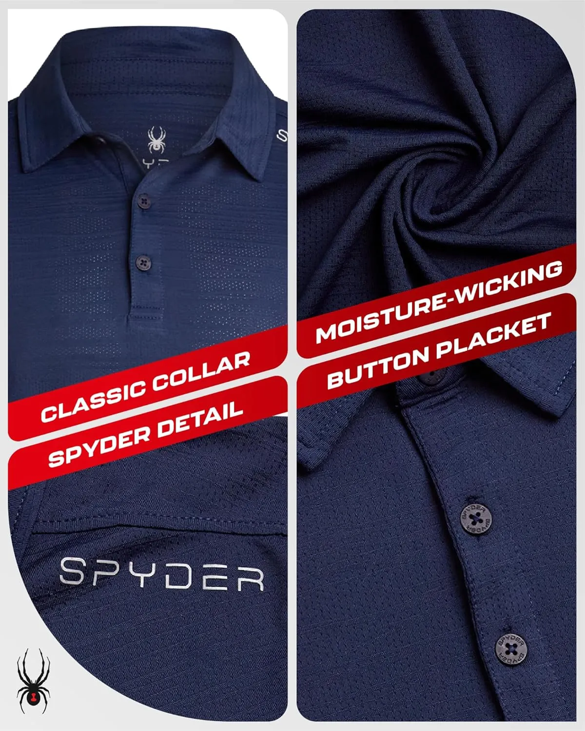 Spyder Mens Polo Shirt - Moisture-Wicking Short Sleeve Athletic Performance Collared Golf Shirt for Men (S-XL)