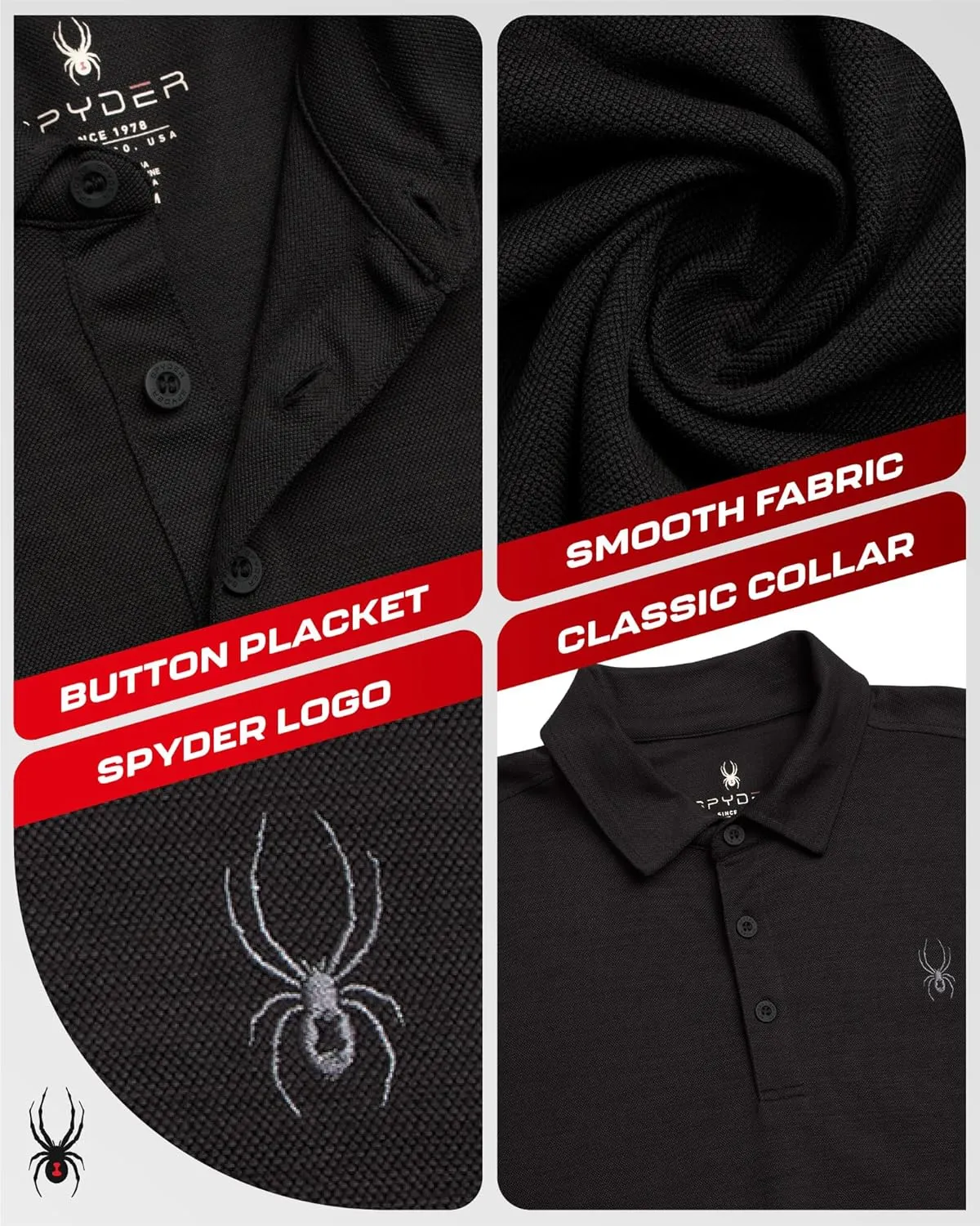 Spyder Mens Polo Shirt - Moisture-Wicking Short Sleeve Athletic Performance Collared Golf Shirt for Men (S-XL)