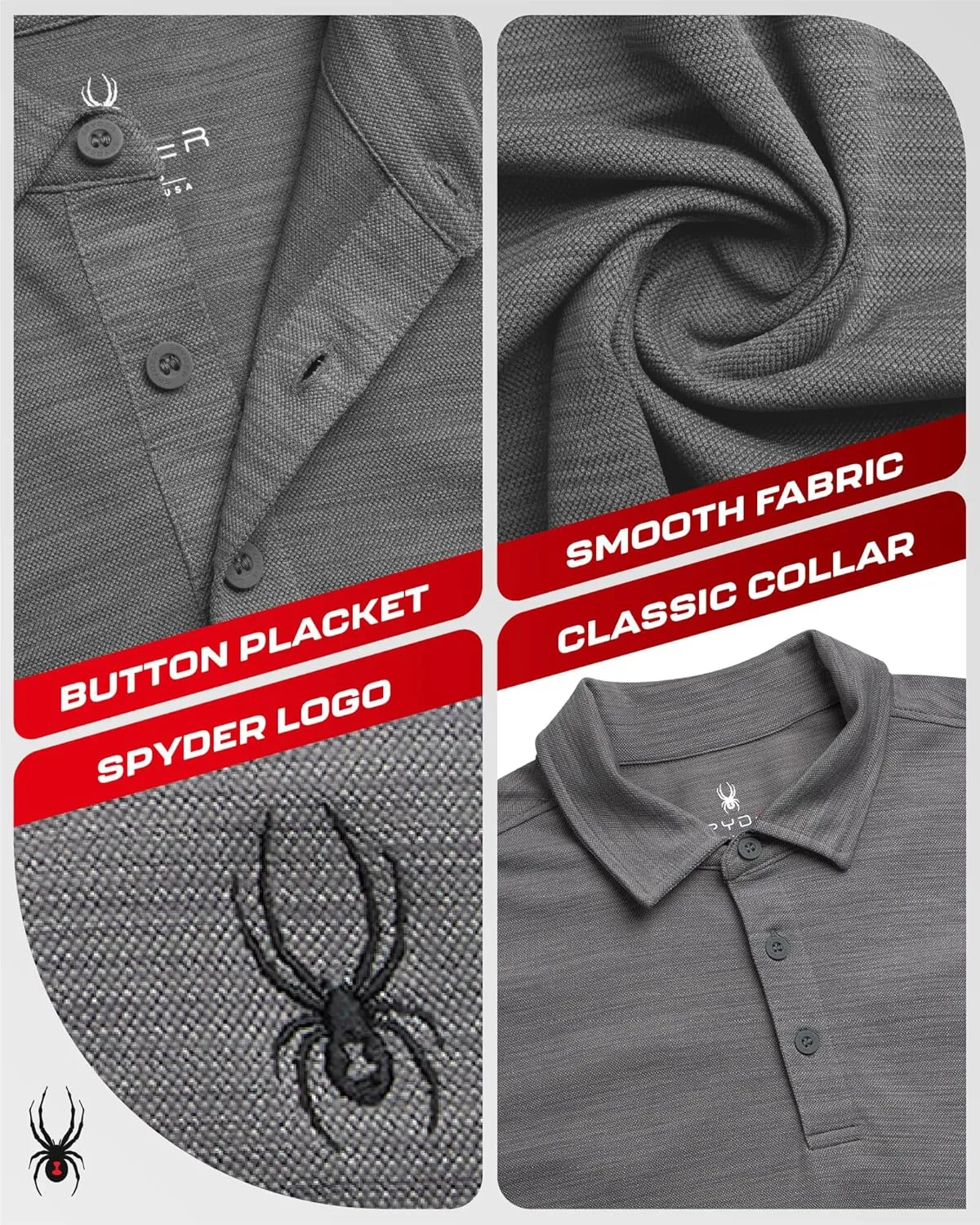 Spyder Mens Polo Shirt - Moisture-Wicking Short Sleeve Athletic Performance Collared Golf Shirt for Men (S-XL)