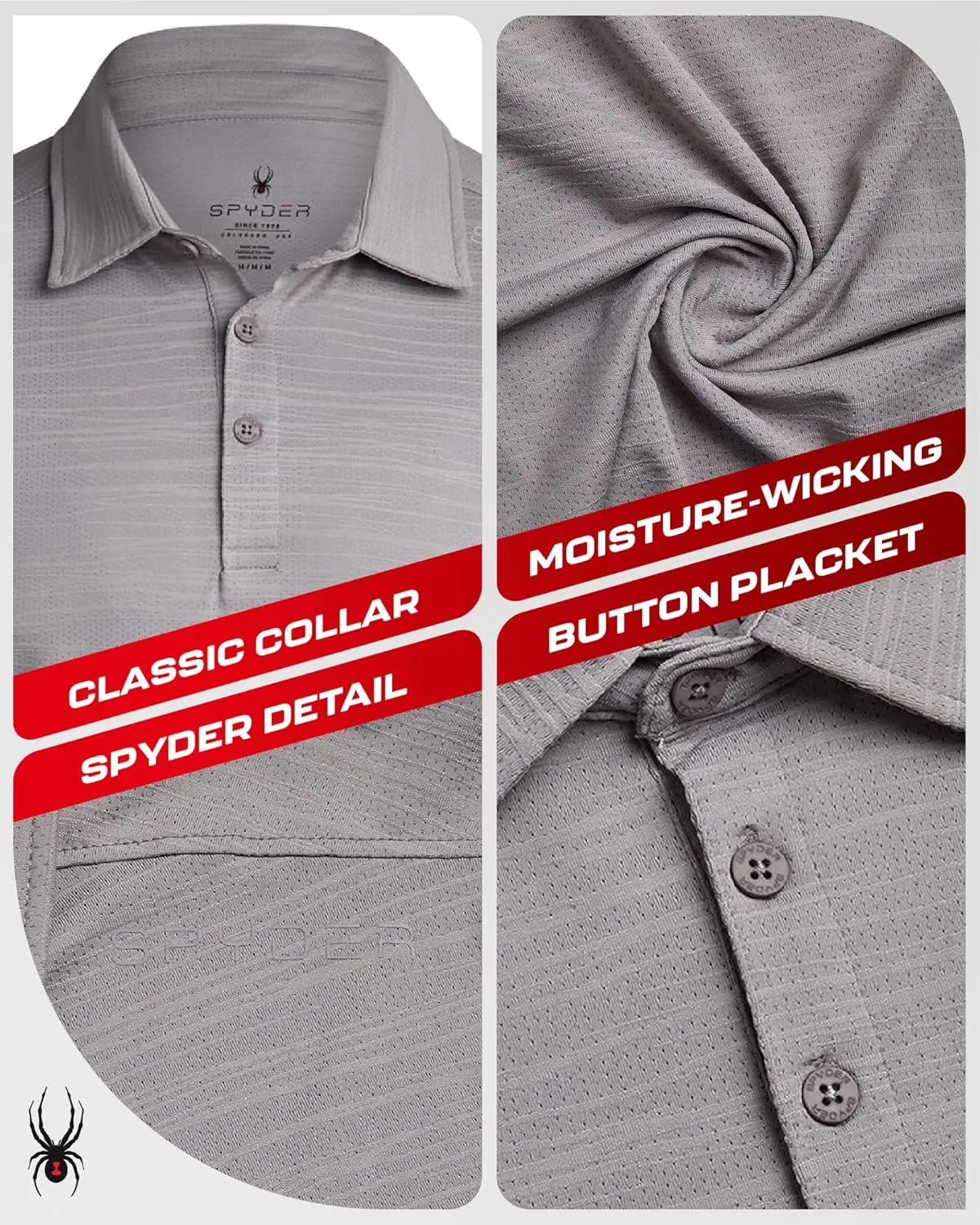 Spyder Mens Polo Shirt - Moisture-Wicking Short Sleeve Athletic Performance Collared Golf Shirt for Men (S-XL)