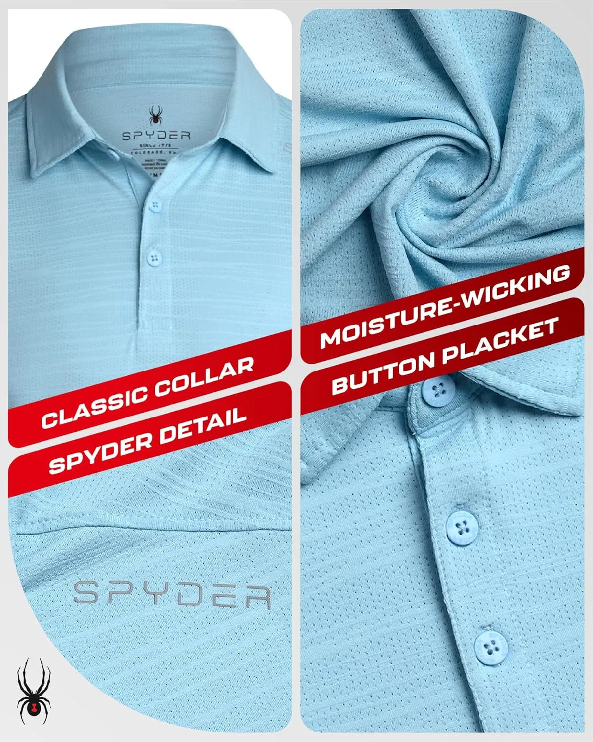 Spyder Mens Polo Shirt - Moisture-Wicking Short Sleeve Athletic Performance Collared Golf Shirt for Men (S-XL)