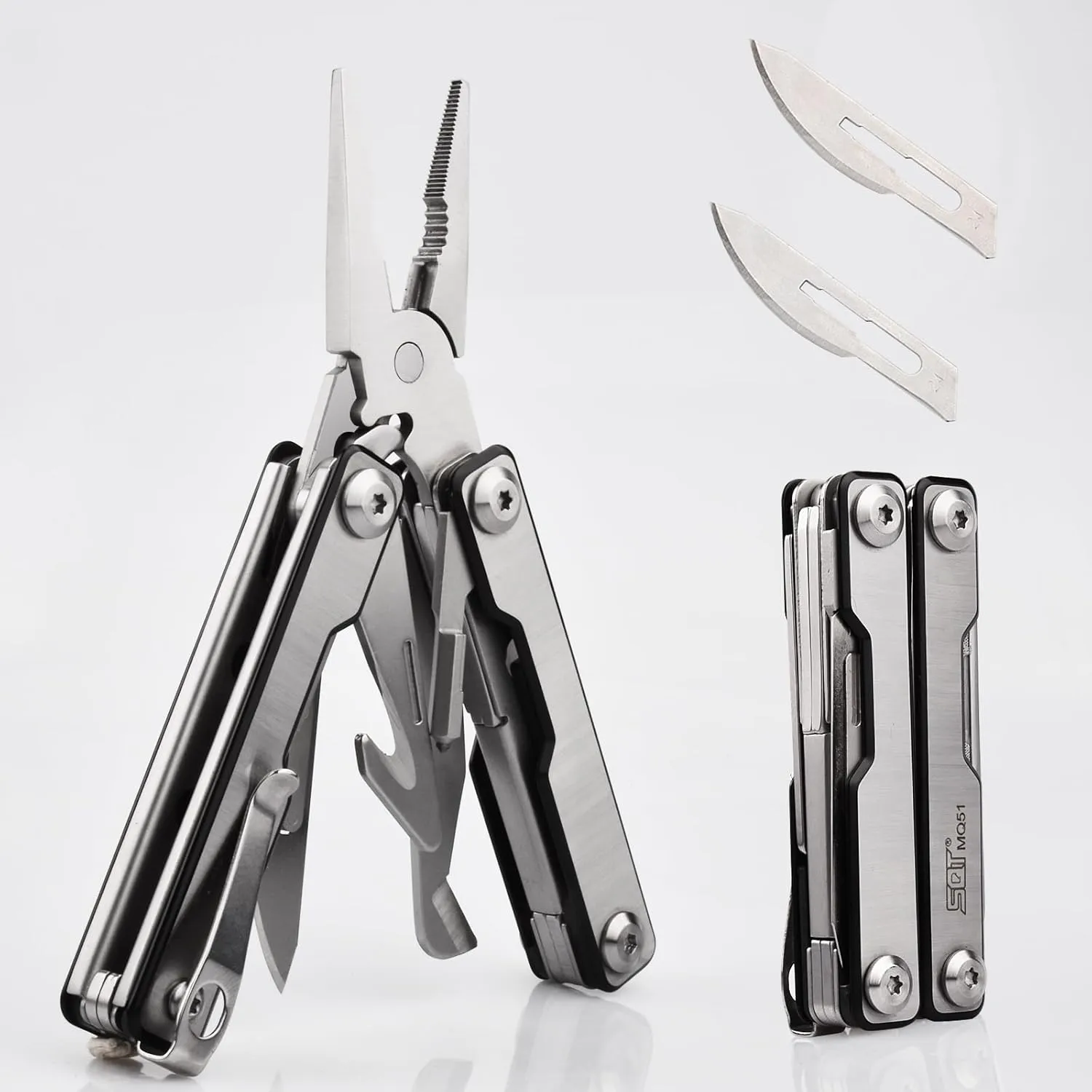 SQT2051 10-in-1 Multitool - Foldable, Professional Multitool for Men, DIY, Outdoor Camping, Home Repairs, Survival Kit, Hiking, Fishing, Emergency Use, Compact & Durable, Ideal Gift for Men