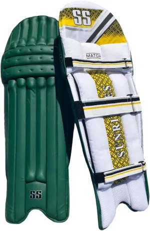 SS Cricket Match Premium Batting Leg Guards - Adult and Junior Size, Choice of Mulitple Colors (Navy, White, Black, Green, Royal Blue)