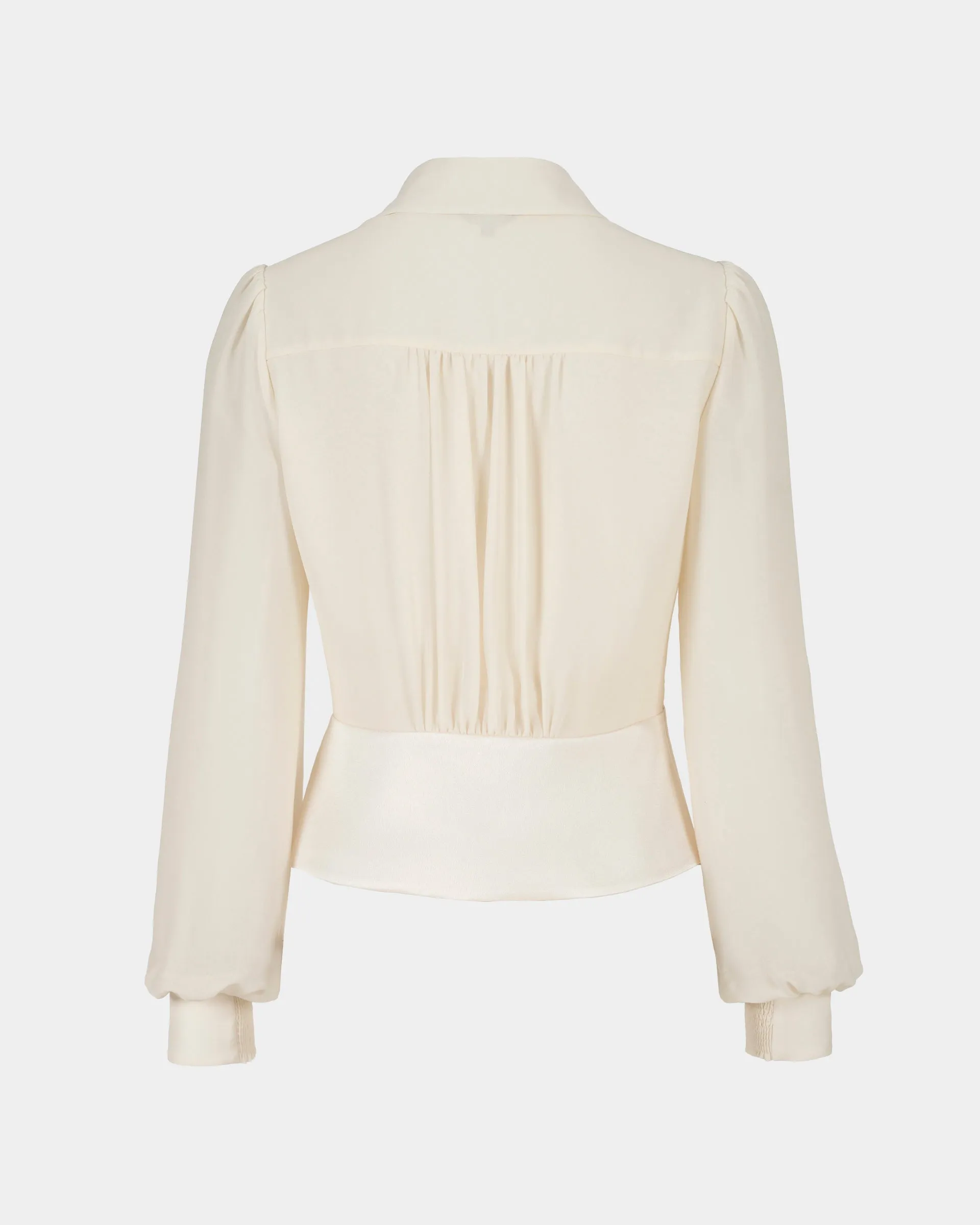 Stand Collar Lantern Sleeve Blouse
