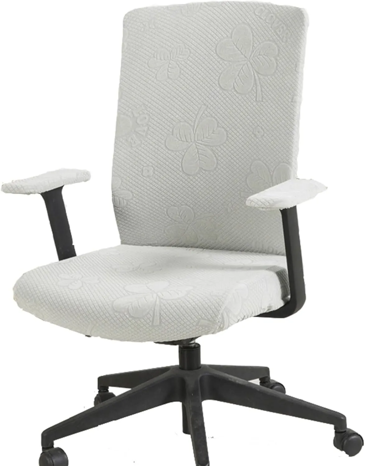 Stretch Jacquard Office Chair Covers with Armrests - Non-Slip Washable Protectors for Swivel Chairs(H)