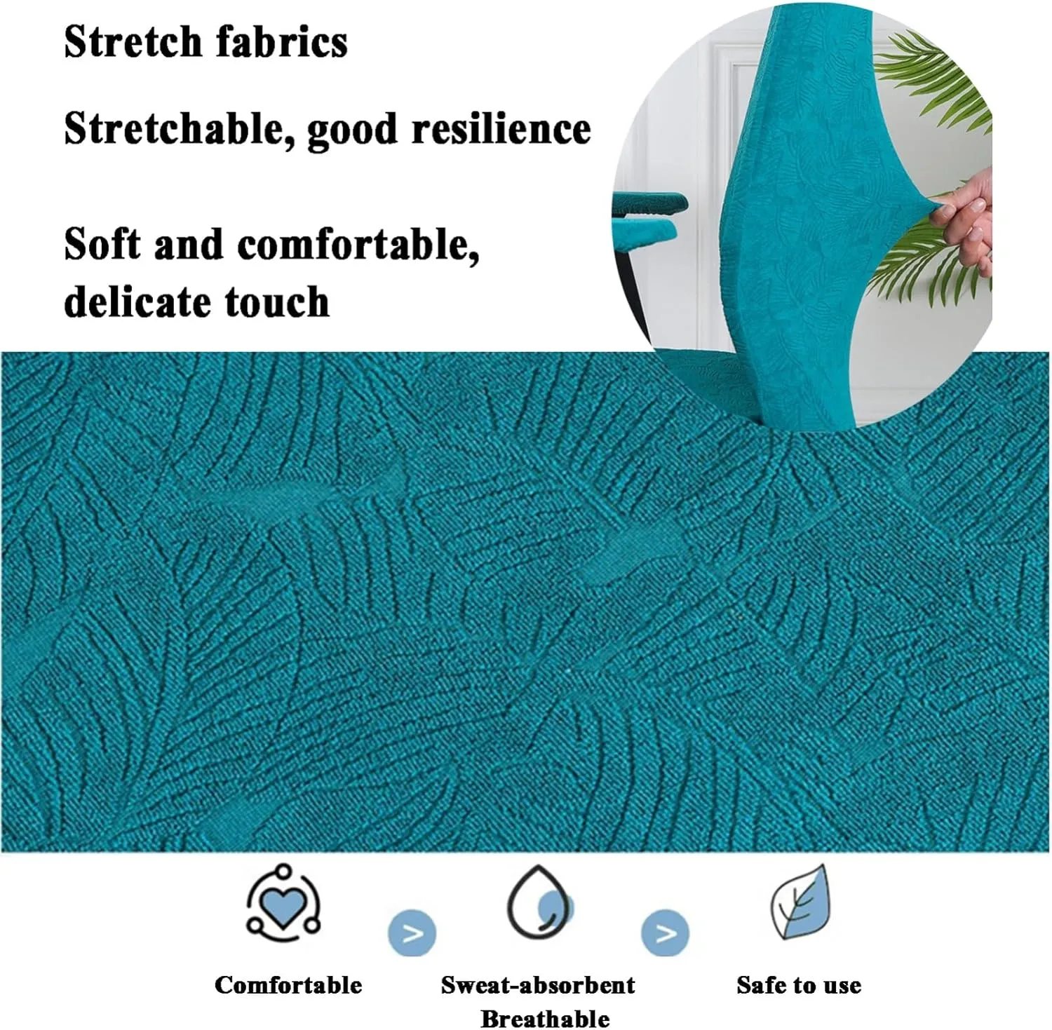 Stretch Jacquard Office Chair Covers with Armrests - Non-Slip Washable Protectors for Swivel Chairs(H)