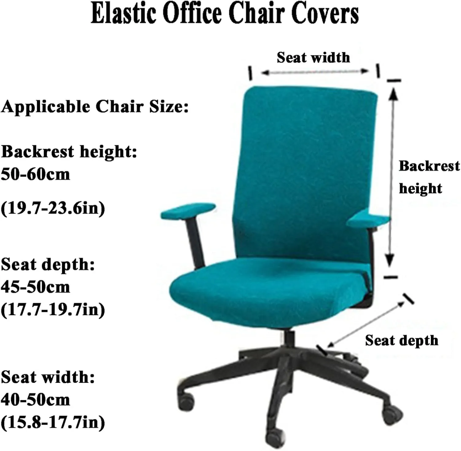 Stretch Jacquard Office Chair Covers with Armrests - Non-Slip Washable Protectors for Swivel Chairs(H)