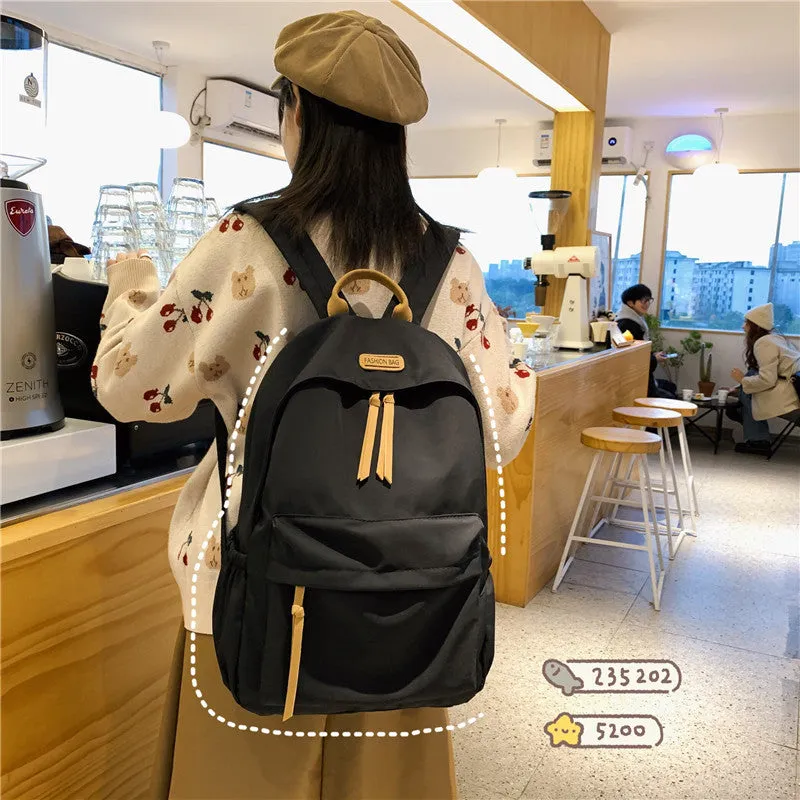 Style Female Simple College Cute Nylon Backpacks