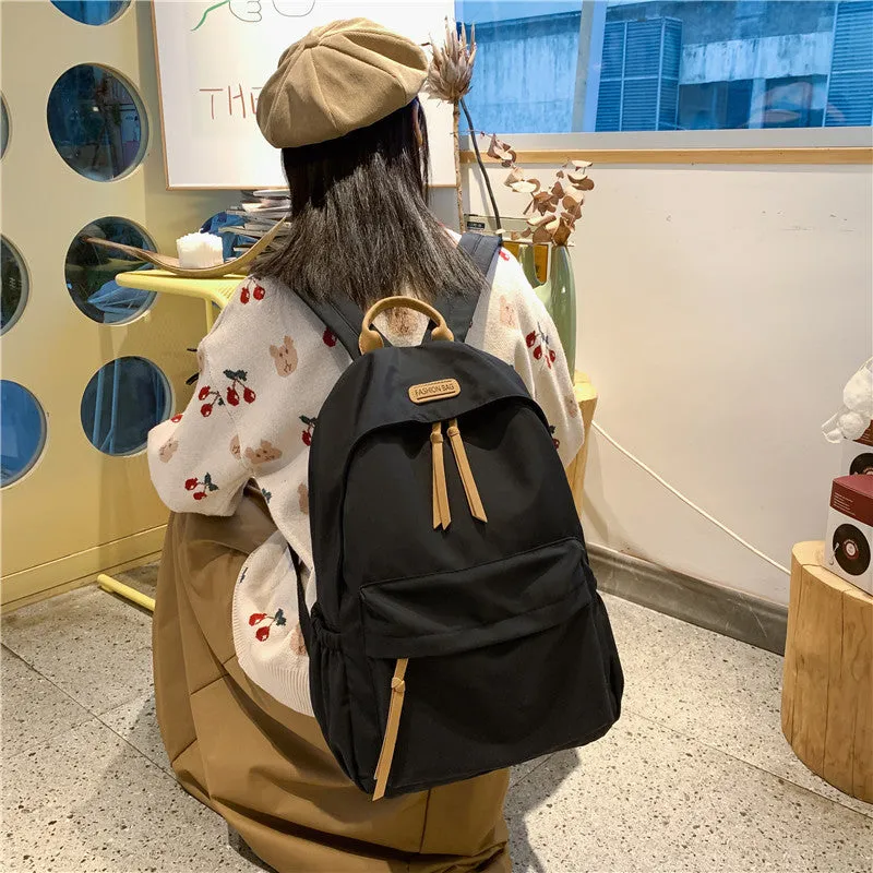 Style Female Simple College Cute Nylon Backpacks