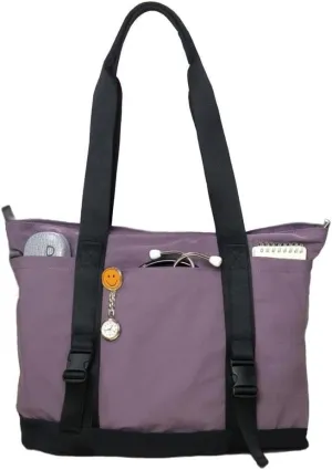 Stylish Nurse Bag for Work – 9-Pocket Nursing Tote Bag with Shoulder Strap, Travel Strap, and Buckle Detail – Clinical Medical Bag for Nurses, Nursing Students & Home Health – Purple & Black, Nylon