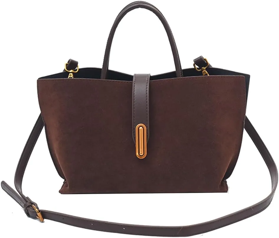 Suede Bags for Women Fall Purse 2024 Shoulder Handbag Satchel Bag Brown Top-handle Bag