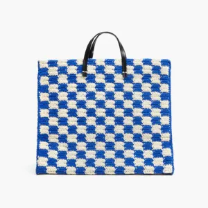 Summer Simple Tote (Cobalt   Cream Crochet Checker)
