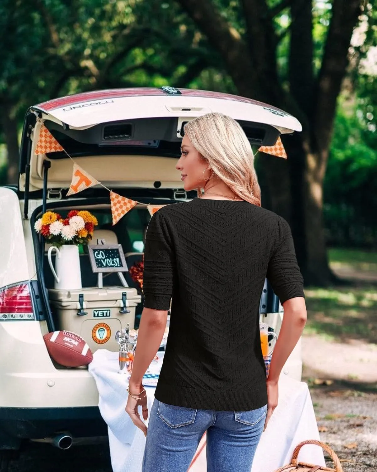 Summer Tops for Women Short Sleeves Pullover Sweaters Knit Blouse Cute Dot Sweater Shirt