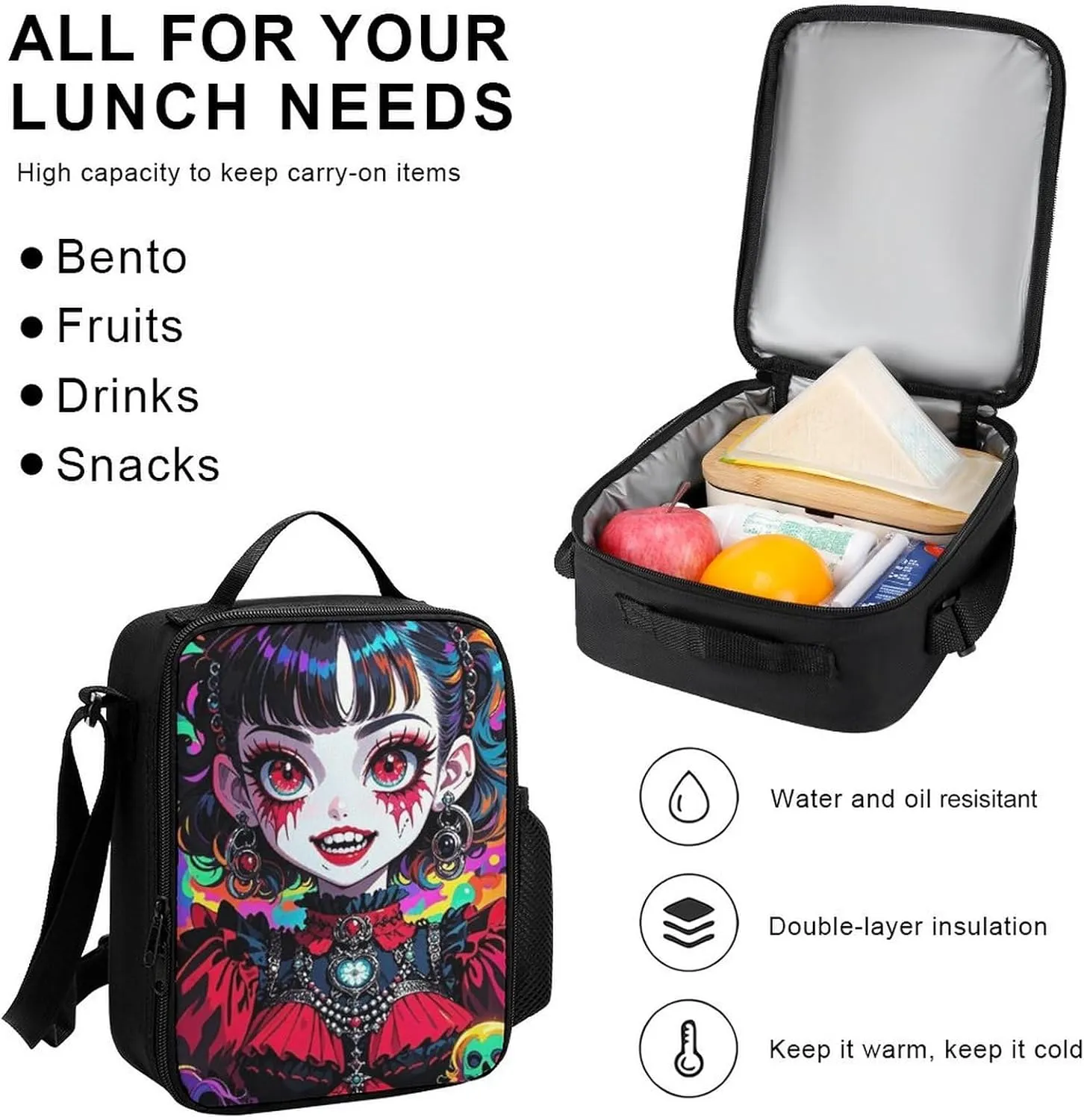 Supdreamc 3 Pcs Backpack Sets Beautiful Women Gothic Woman Skull Neon Art Travel Hiking Daypack - Big Capacity Multipurpose Business Anti-Theft Bookbag for Adults