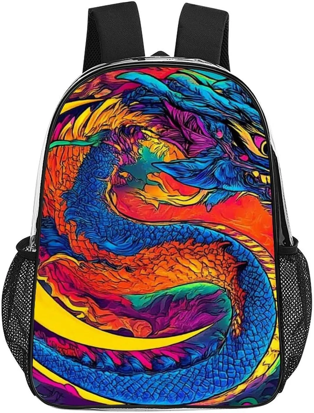 Supdreamc Casual Daypack Multipurpose Anti-Theft Large Capacity Carry On Bag - Mystery Dragon Trippy Art Casual Daypack Climbing Shoulder Transparent Bag