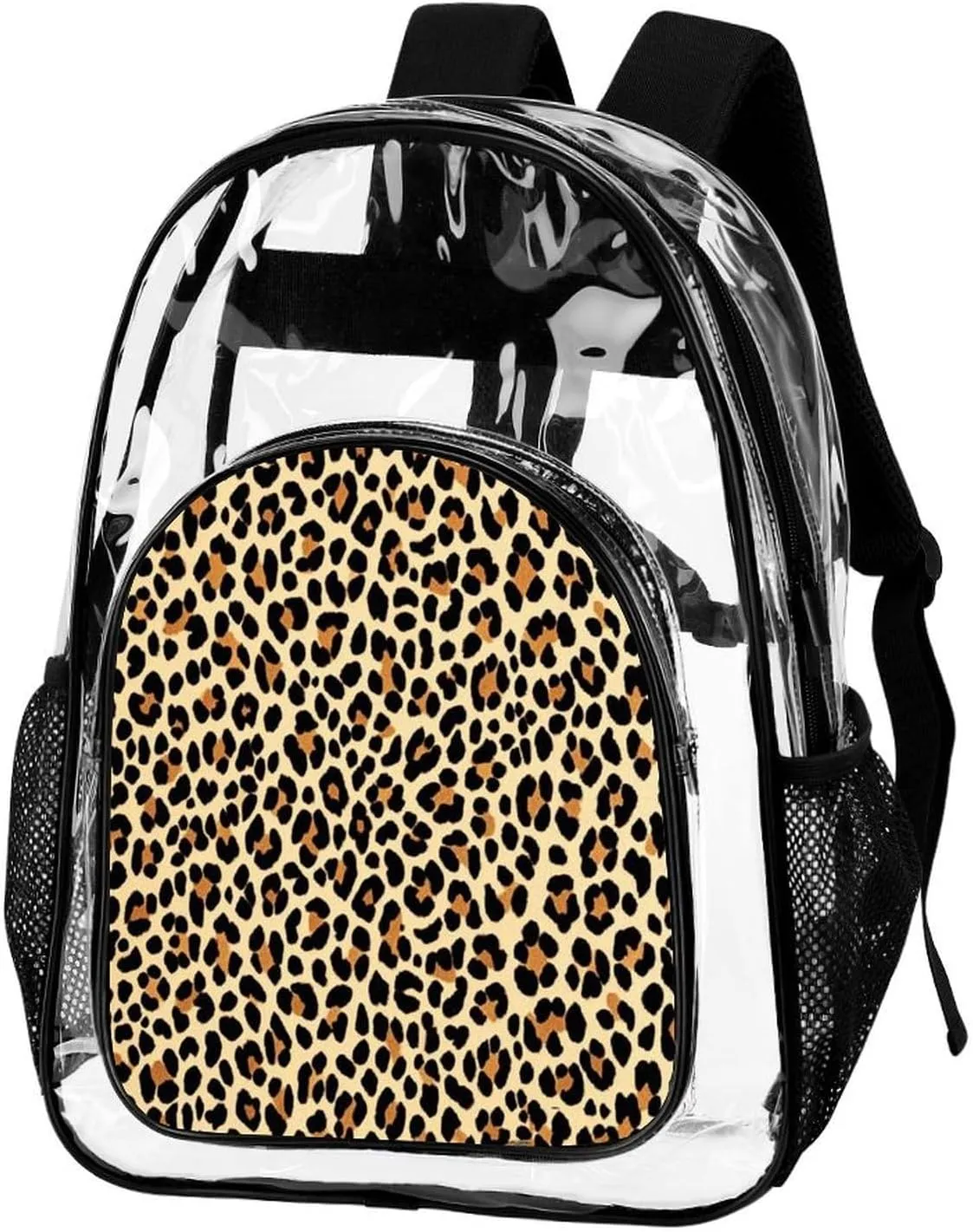 Supdreamc Cool Cheetah Leopard Art Daypack Lightweight Multipurpose Anti-Theft Shoulder Bag Large Capacity Laptop Book Bag Rucksack Transparent Bag