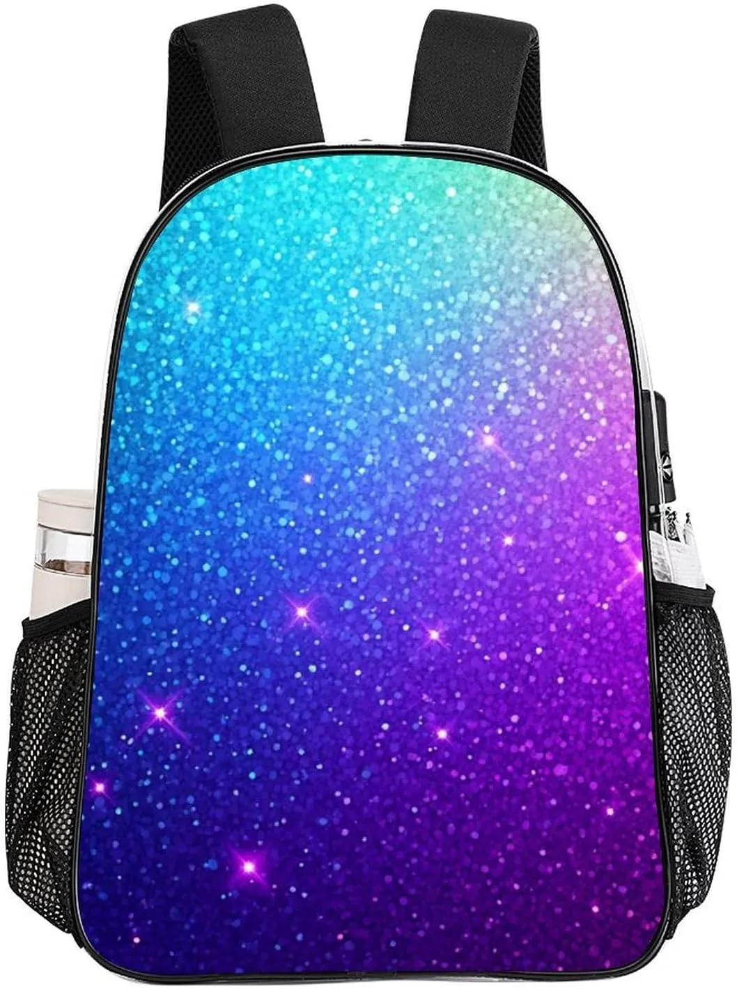 Supdreamc Daypack Backpack Anti-Theft Multipurpose Big Capacity Bookbag - Beautiful Turquoise Bling Glitter Sparkles Pattern Business Computer Bag Transparent Bag