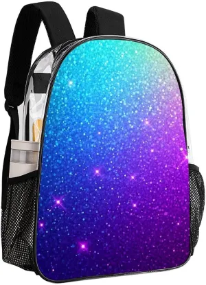 Supdreamc Daypack Backpack Anti-Theft Multipurpose Big Capacity Bookbag - Beautiful Turquoise Bling Glitter Sparkles Pattern Business Computer Bag Transparent Bag