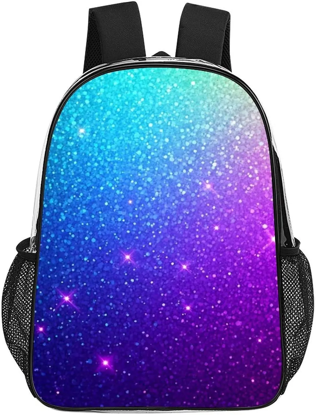 Supdreamc Daypack Backpack Anti-Theft Multipurpose Big Capacity Bookbag - Beautiful Turquoise Bling Glitter Sparkles Pattern Business Computer Bag Transparent Bag