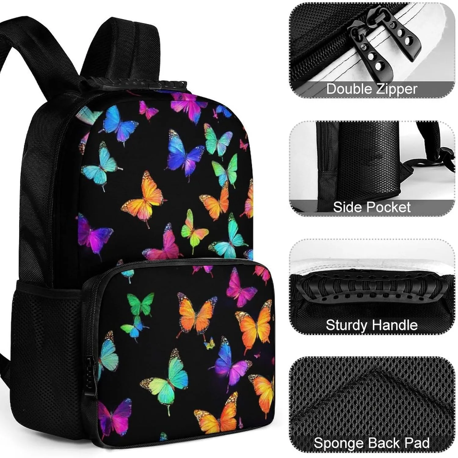 Supdreamc Lightweight Backpack for Gym Travel Bicycle - Big Capacity Multipurpose Anti-Theft Carry On Bag, Colorful Orange Monarch Butterfly Travel Hiking Bag & Day Pack