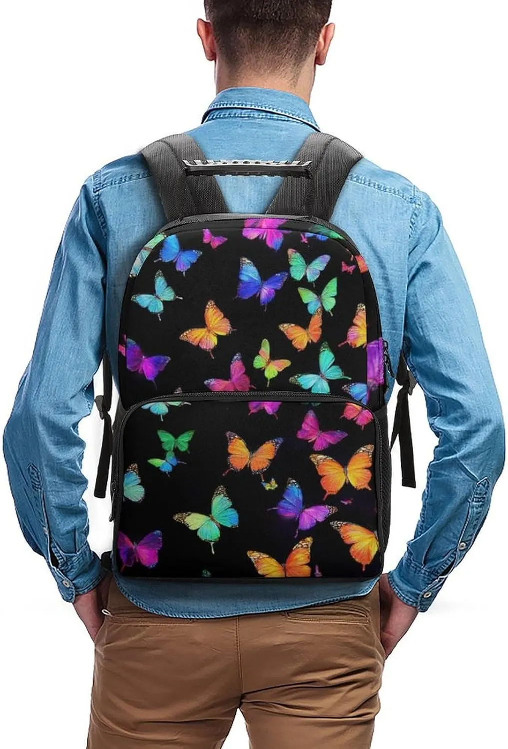 Supdreamc Lightweight Backpack for Gym Travel Bicycle - Big Capacity Multipurpose Anti-Theft Carry On Bag, Colorful Orange Monarch Butterfly Travel Hiking Bag & Day Pack