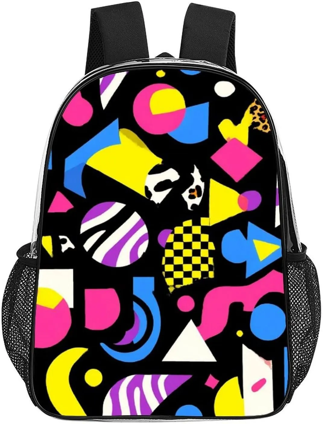 Supdreamc Rucksack Anti-Theft Multipurpose Large Capacity Carry On Bag - Black Retro 80S 90S Travel Hiking Day Pack Transparent Bag