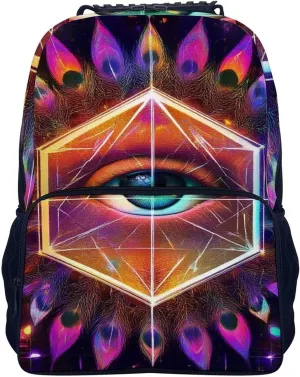 Supdreamc Rucksack Anti-Theft Multipurpose Large Capacity Carry On Bag - Colorful Tattoo Trippy Acid Eye Travel Hiking Bag & Day Pack With Side Pockets