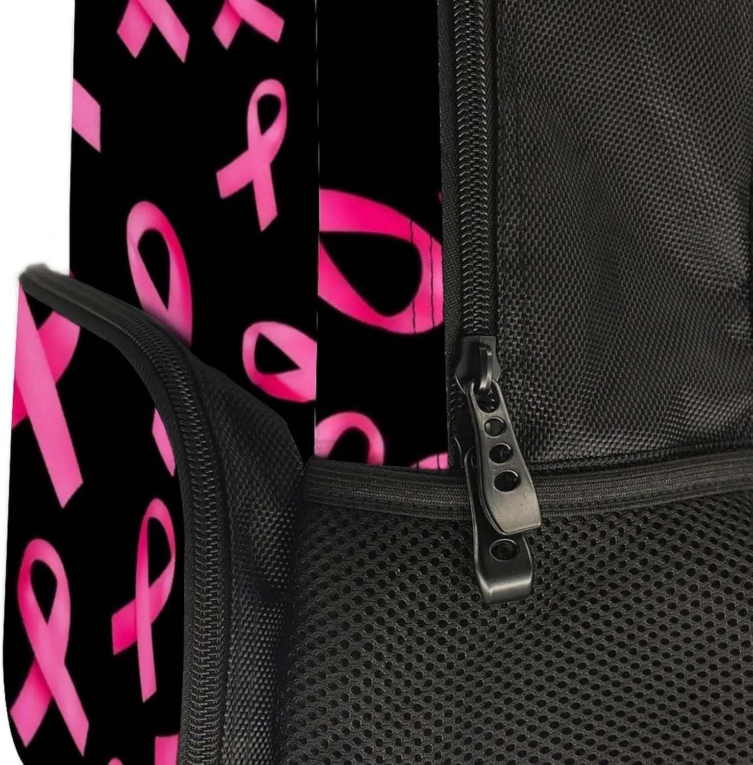 Supdreamc Shoulder Book Bags Anti-Theft Multipurpose Big Capacity Bookbag - Breast Cancer Awareness Ribbons Black Travel Hiking Backpack With Smooth Zippers