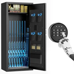 Superday 10-12 Rifle Gun Safe with Keyboard, Quick Access Large Gun Safes for Rifles, Locking Gun Cabinet Rifle Safe with Gun Safes Pockets and Rifle Rack for Home, Office