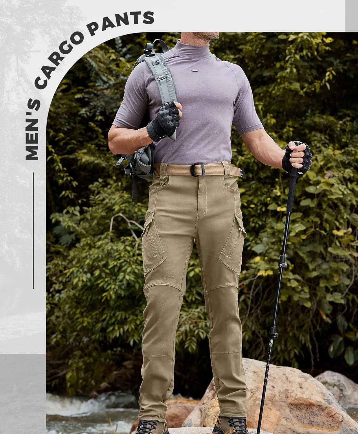Susclude Men's Outdoor Cargo Work Trousers Military Tactical Pants Ripstop Assault Combat Trousers Hiking Pants Men