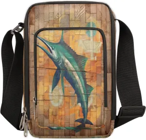 Swordfish Small Crossbody Bags for Women Trendy Cross Body Phone Purse Wallet Ocean Swordfish Mens Travel Crossbody Bag Side Shoulder Bag