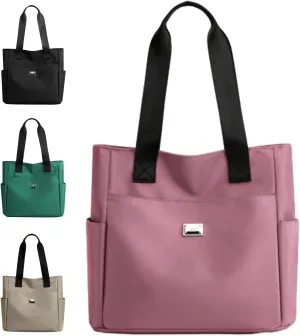 Symmetry up Large Capacity Water Repellent Multi Pocket Nylon Shoulder Bag, Women Tote Purse Zipper Nylon Handbag