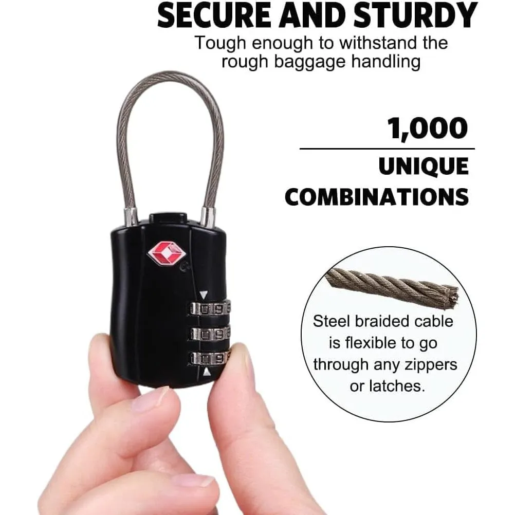 T Tersely TSA Approved Luggage Combination Locks, (2 Pack) Combination Padlock with Alloy Body TSA Lock for Travel Bag, Suit Case, Lockers, Gym, Bike Locks or Other